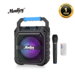 Moukey Karaoke Machine Speaker with Microphone - Bluetooth Portable PA Stereo System with 6.5'' Speaker, Wireless Mic, DJ Lights, FM Radio, Remote Control, Rechargeable, Supports TF Card/USB - MPS1