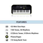 Casio SA-46 Portable Musical Keyboard Piano - Black & Green with Adapter - Image 2