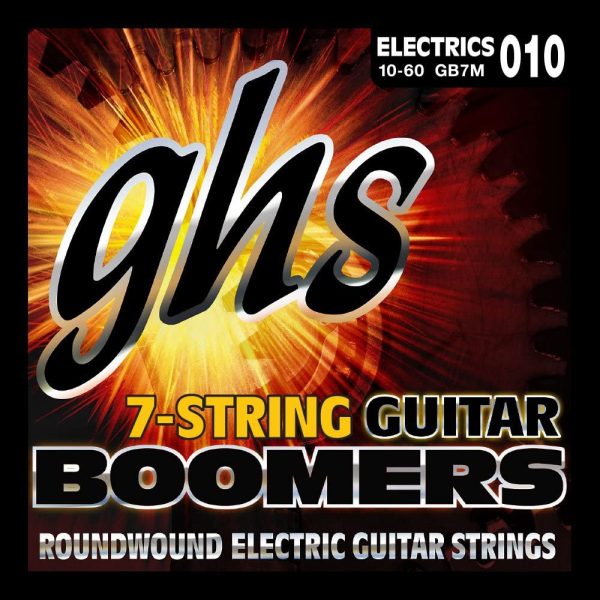 GHS Strings GB7M 7-String Guitar Boomers, Nickel-Plated Electric Guitar Strings, Medium (.010-.060)