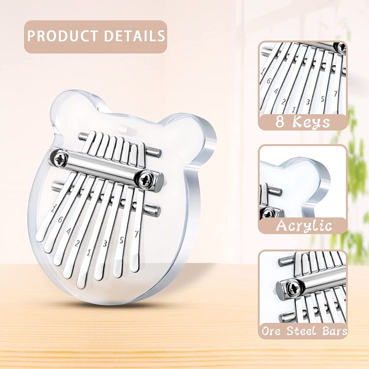 Mini Kalimba Thumb Piano 8 Keys,Portable Solid Wood Mbira Finger Piano for Kids and Adults,Pocket Musical Gifts for Beginners - Image 1
