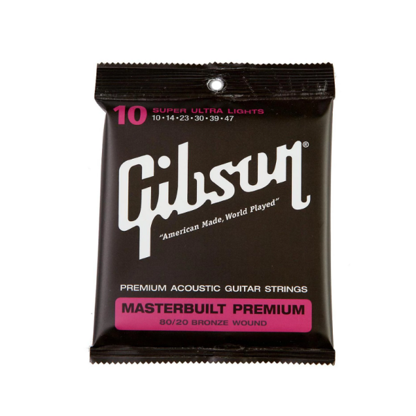 Gibson Accessories SAG-BRS10 Masterbuilt Premium - 80/20 Bronze Super Ultra Light Acoustic Guitar Strings