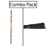 Combo of Bamboo A Sharp Medium Flute for Beginner Series and Flute Bag - Natural