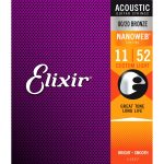 Elixir 80/20 Bronze Nanoweb 11027 Custom Light 11-52 Acoustic Guitar Strings Set (Chinese)