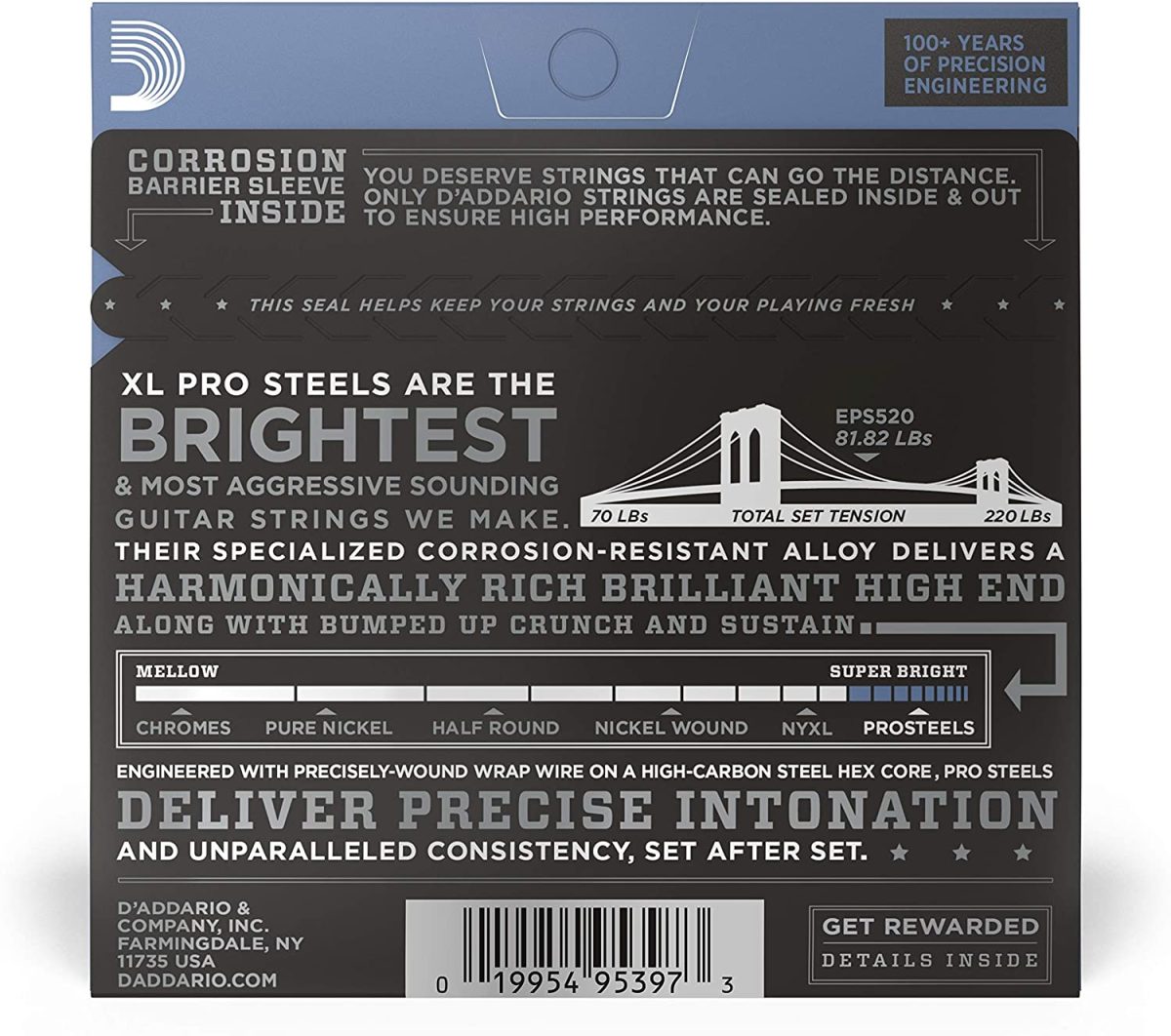 D'Addario EPS520 ProSteels Electric Guitar Strings, Super Light, 9-42 - Image 3