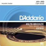 D'addario ez910 85/15 ব্রোঞ্জ লাইট গেজ অ্যাকোস্টিক গিটার স্ট্রিংস সেট - guitar accessories - Image 2