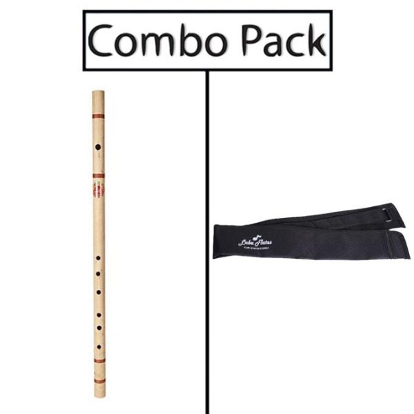 Combo of Bamboo G Sharp Base Flute for Beginner Series and Flute Bag - Natural