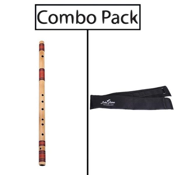 Combo of Bamboo Flute and Flute Bag - Natural Bamboo