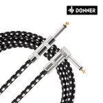 Donner Guitar Cable 10 ft, Electric Instrument Cable Bass Amp Cord for Electric Guitar Bass Amplifier Audio, 1/4" Right Angle to Straight, Black White