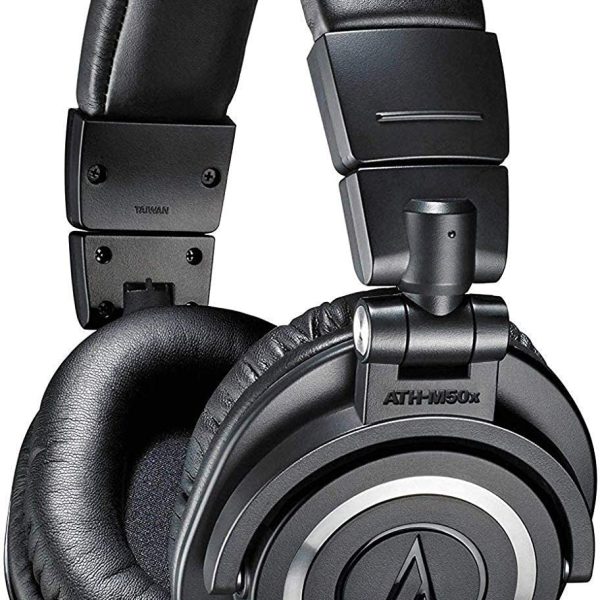 Audio-Technica ATH-M50X Professional Studio Monitor Headphones, Black, Professional Grade, Critically Acclaimed, with Detachable Cable