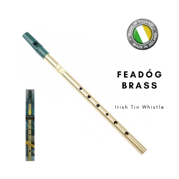Feadog Tin Whistle Brass in the Key "C" Made in Iriland , Irish Whistle Pack