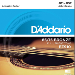 D'addario ez910 85/15 ব্রোঞ্জ লাইট গেজ অ্যাকোস্টিক গিটার স্ট্রিংস সেট - guitar accessories