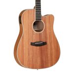 Tanglewood Union Series TWU D CE Solid Top Mahogany Dreadnought Semi Acoustic Guitar, Natural Satin - Image 4