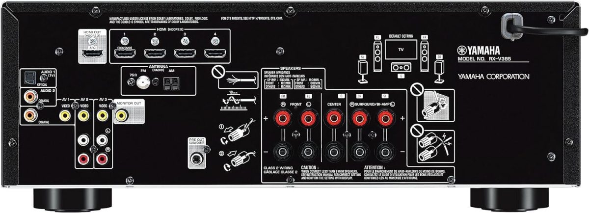 YAMAHA RX-V385 5.1-Channel 4K Ultra HD AV Receiver with Bluetooth - Image 4