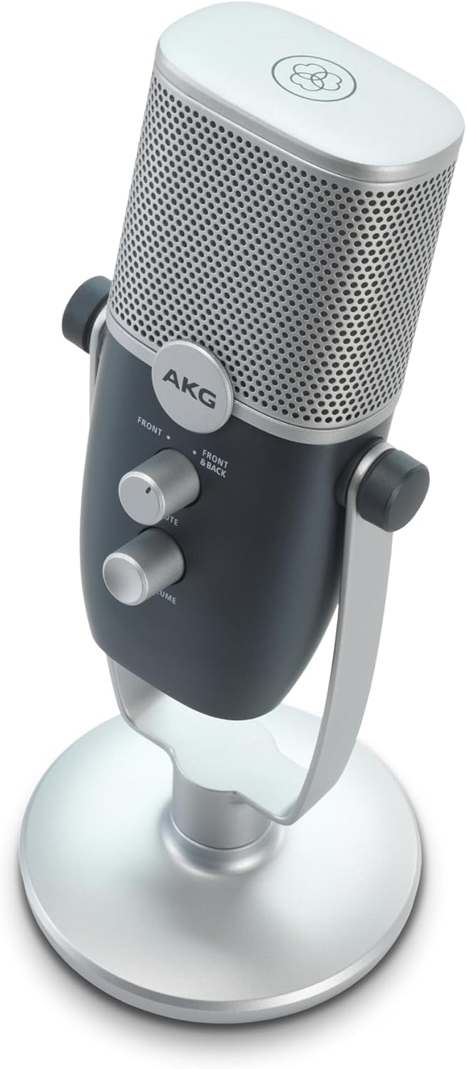 615IhwwQLqL._AC_SL1500_ AKG Pro Audio Ara Professional USB-C Condenser Microphone, Dual Pattern Audio Capture Modes for Podcasting, Video Blogging, Gaming and Streaming, Blue & Silver - Image 2