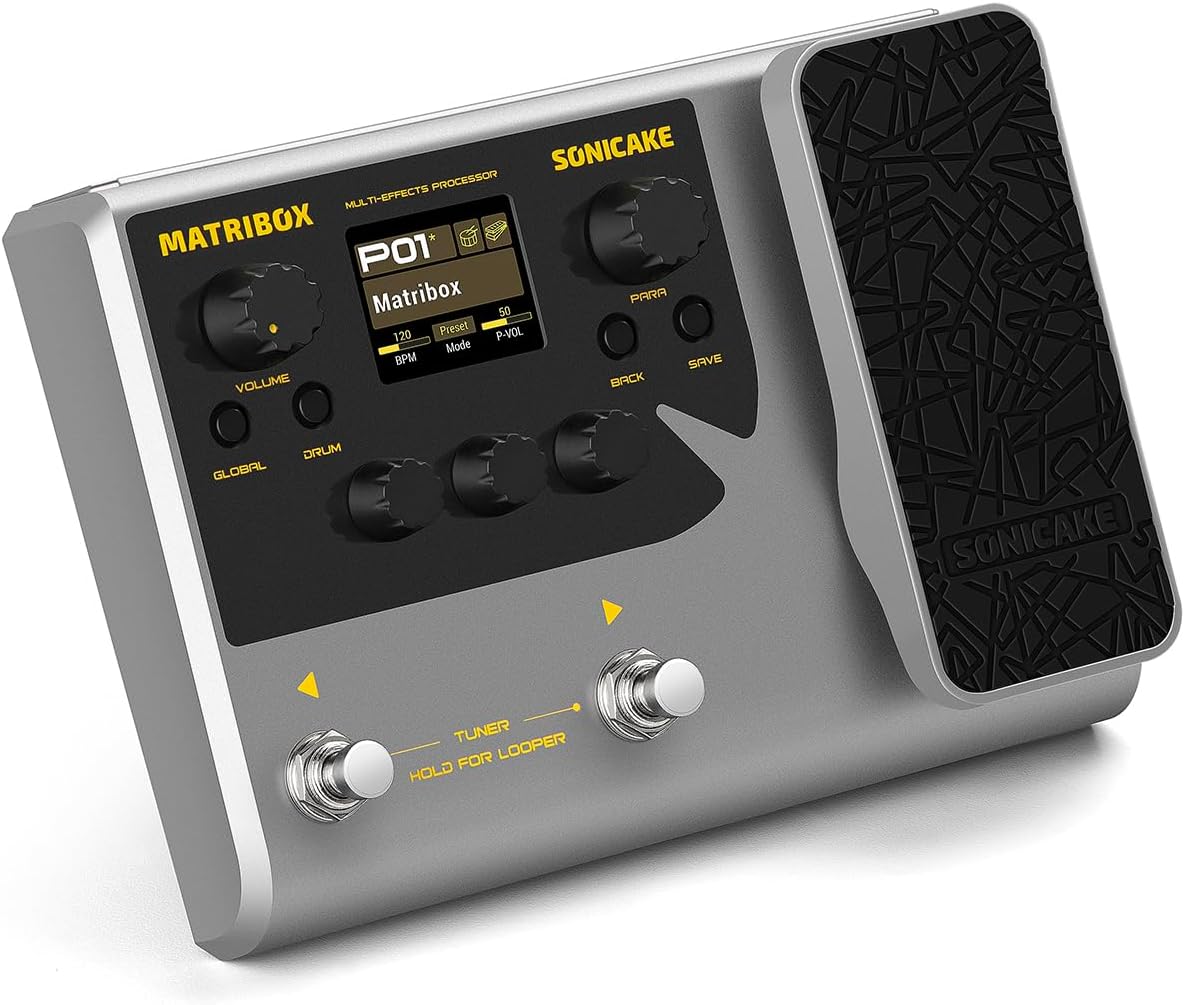 SONICAKE Matribox - Guitar Multi Effects Processor with Expression Pedal, With 130 Built-in Guitar/Bass/Acoustic Effects, Amp Modeling, IR Cabinets... SONICAKE Matribox - Guitar Multi Effects Processor with Expression Pedal, With 130 Built-in Guitar/Bass/Acoustic Effects, Amp Modeling, IR Cabinets...