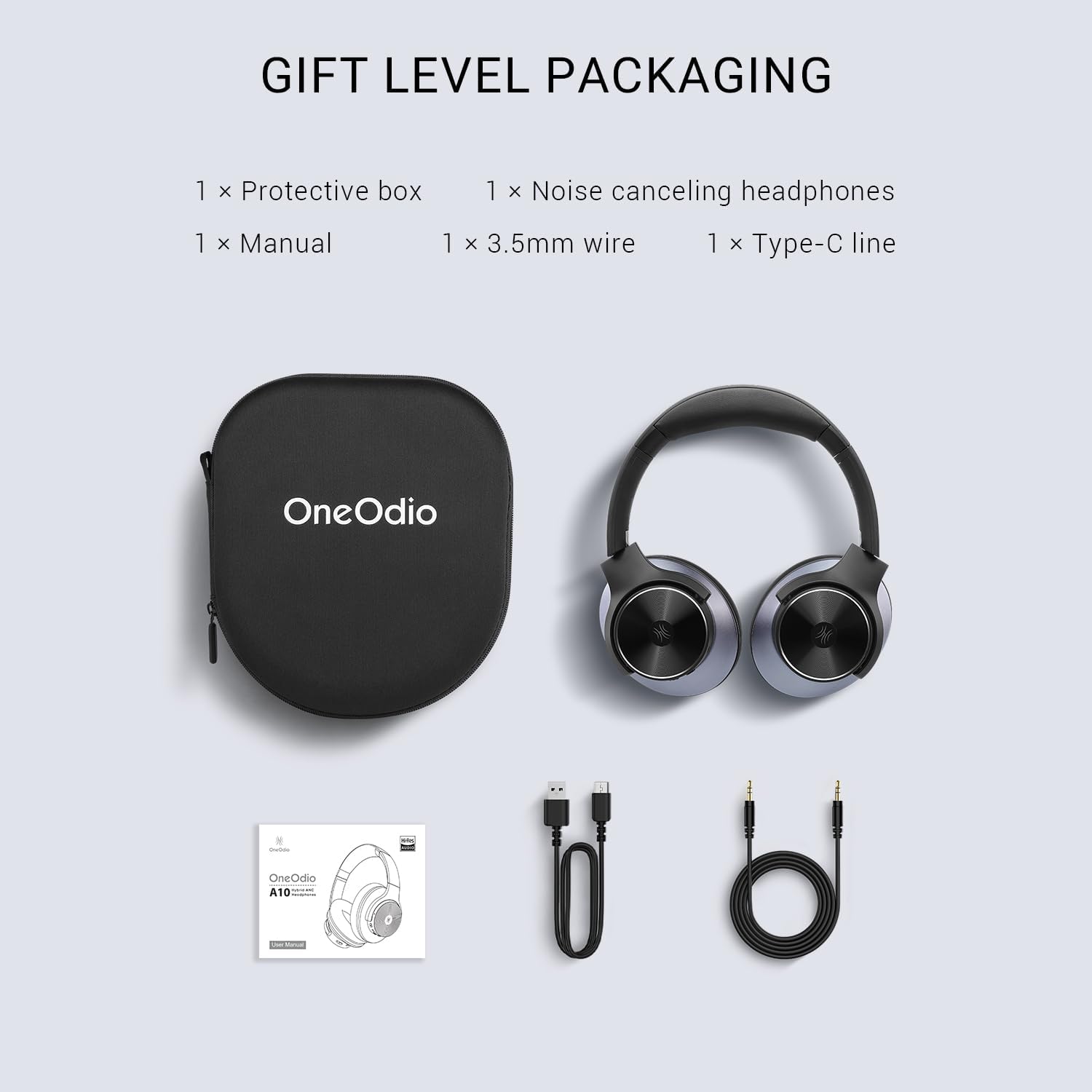 61jVO3o6EIL._AC_SL1500_ OneOdio Focus A10|Hybrid Active Noise Cancelling|Hi-Res Audio & Deep Bass - Image 2