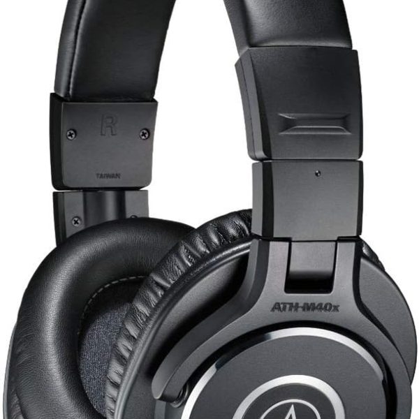 Audio-Technica ATH-M40x Professional Studio Monitor Headphone, Black, With Cutting Edge Engineering, 90 Degree Swiveling Earcups, Pro-grade Earpads/Headband, Detachable Cables Included