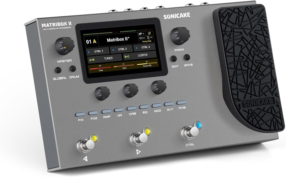 SONICAKE Matribox II - Multi Effects Processor with Expression Pedal, 200+ Built-in Guitar/Bass/Acoustic Effects, Amp Modeling, IR Cabinets Simulation, FX Loop, MIDI Stereo OTG USB Audio Interface