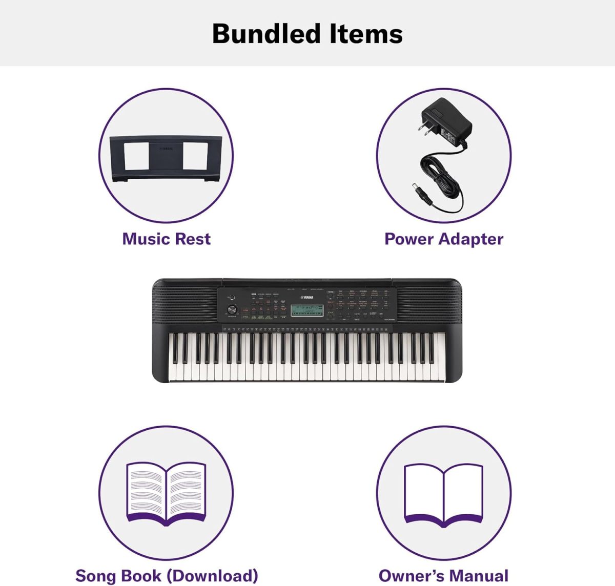 Yamaha 61-Key Portable Keyboard for Beginners with Learning Tools, Music Rest and Power Adapter PSRE283 - Image 3
