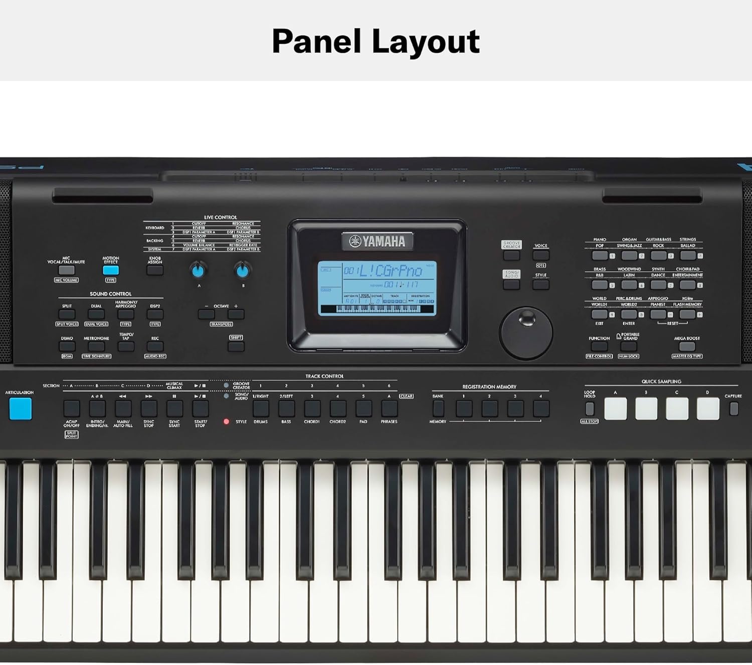 711UMpFhRRL._AC_SL1500_ YAMAHA, 61-Key Touch-Sensitive Advanced Portable Keyboard with Music Rest and Power Adapter, (PSRE473) - Image 5