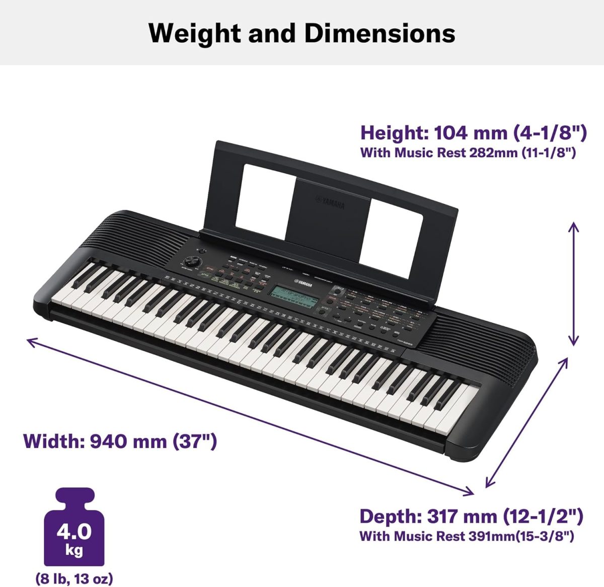 Yamaha 61-Key Portable Keyboard for Beginners with Learning Tools, Music Rest and Power Adapter PSRE283 - Image 4
