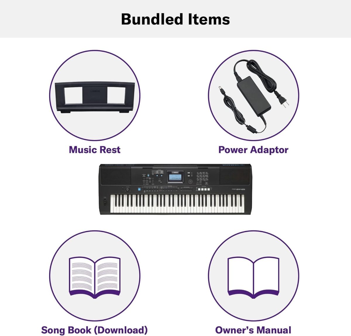 Yamaha, 76-Key Touch-Sensitive Advanced Portable Keyboard, with Pro-Quality Sound, Music Rest, and Power Adapter, (PSREW425) - Image 3