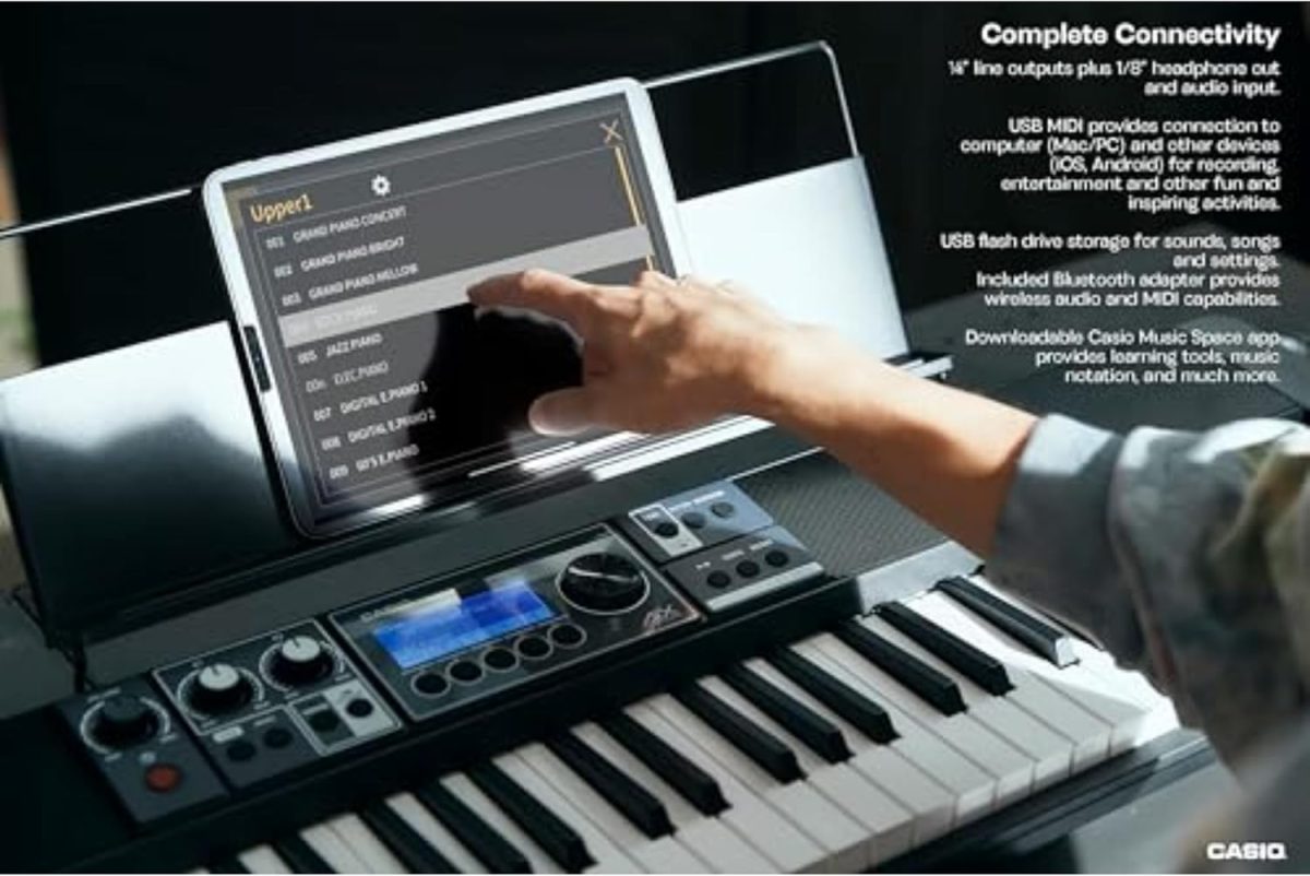 Casio Casiotone CT-S500 – 61-Key Touch-Responsive Portable Keyboard | 800 AiX Tones, DSP Effects, Bluetooth MIDI/Audio, 6-Track Recorder, USB, Line Outs, Casio Music Space App | Gig-Ready & Compact - Image 4