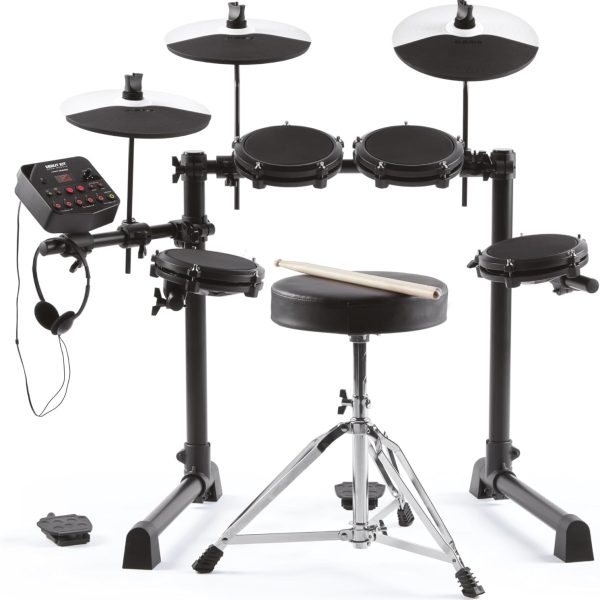 Alesis Drums Debut Kit – Electric Drum Kit with 4 Quiet Mesh Electronic Pads, 120 Sounds, Drum Sticks, Stool, Headphones, and Lessons