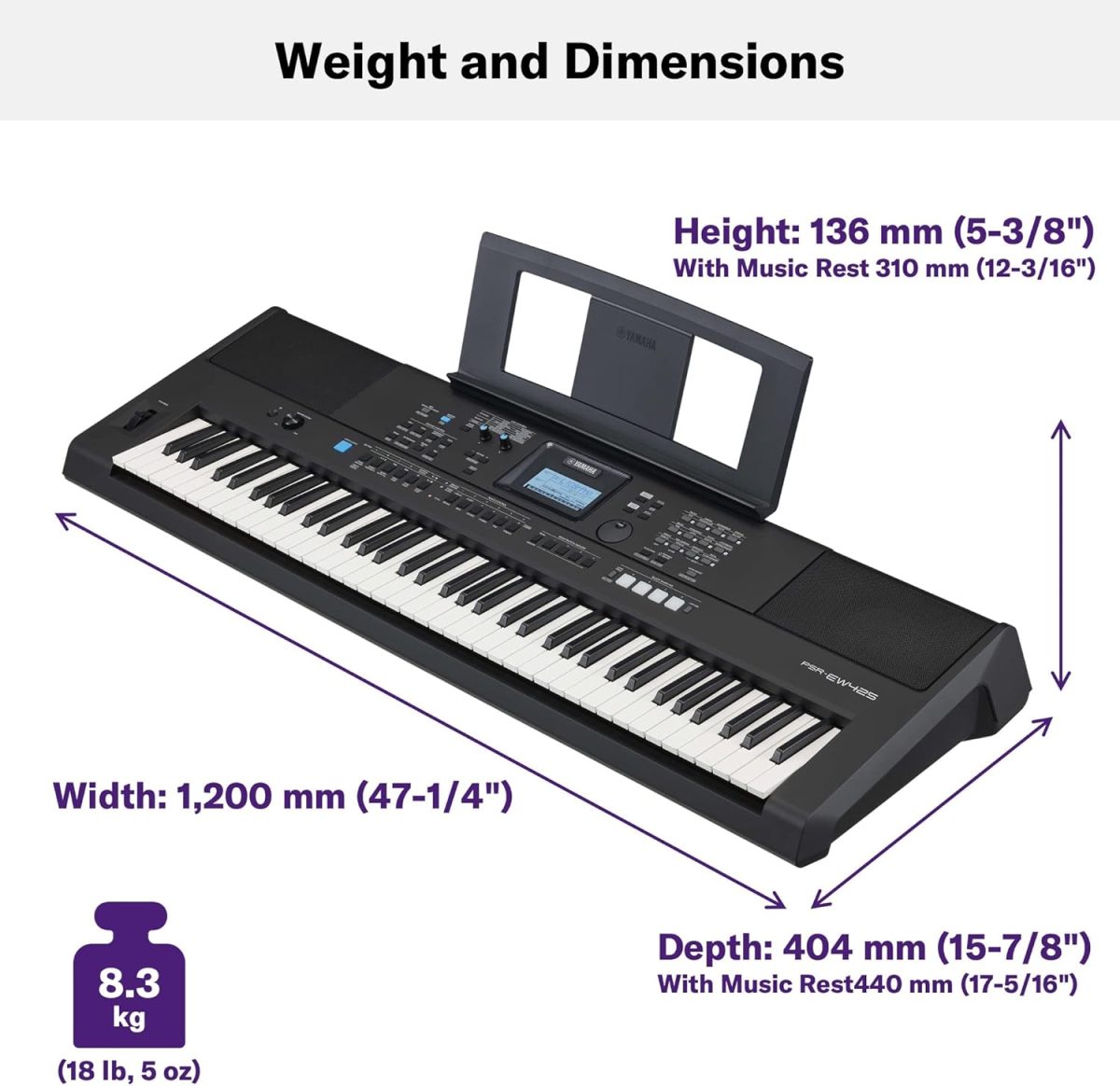 Yamaha, 76-Key Touch-Sensitive Advanced Portable Keyboard, with Pro-Quality Sound, Music Rest, and Power Adapter, (PSREW425) - Image 6