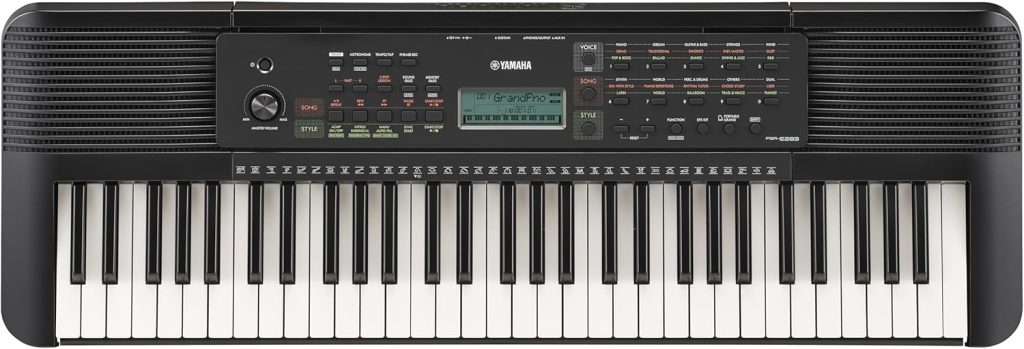 Yamaha 61-Key Portable Keyboard for Beginners with Learning Tools, Music Rest and Power Adapter PSRE283
