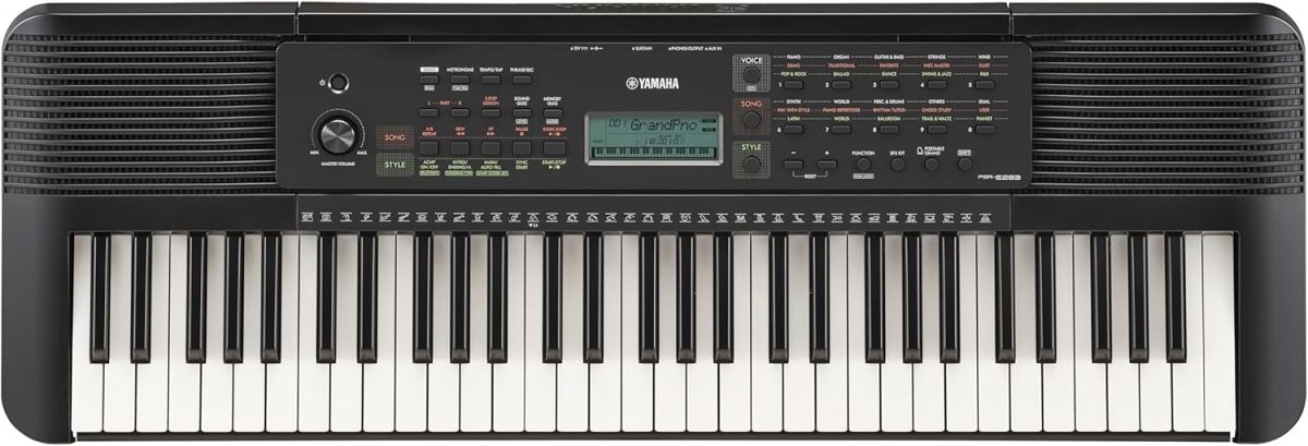Yamaha 61-Key Portable Keyboard for Beginners with Learning Tools, Music Rest and Power Adapter PSRE283