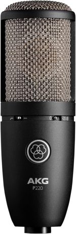 AKG Pro Audio P220 High-Performance Condenser Microphone, Great for Vocals, Guitar, Brass, and General Recording. XLR Wired Mic, for Studio or Stage. Black
