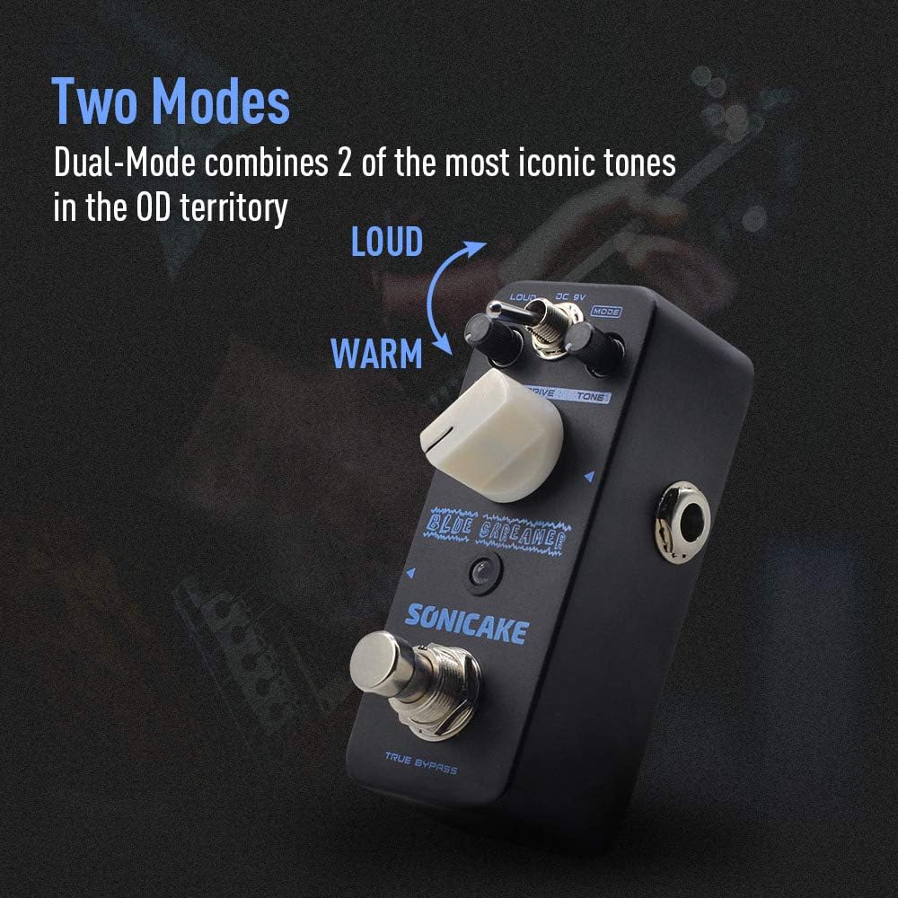 71NAoFdOA4L._AC_SL1000_ SONICAKE Overdrive Pedal Overdrive Guitar Pedal Guitar Effects Pedal Vintage Dumble Blues Analog Blue Skreamer True Bypass - Image 6