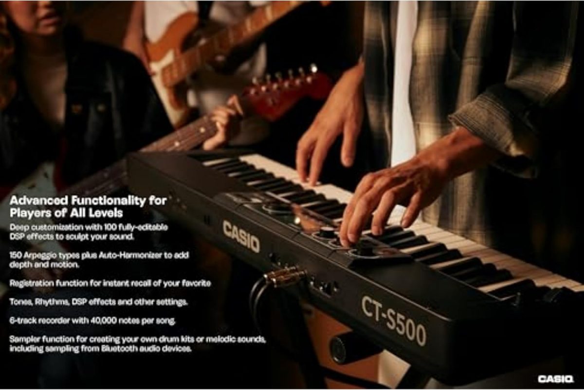Casio Casiotone CT-S500 – 61-Key Touch-Responsive Portable Keyboard | 800 AiX Tones, DSP Effects, Bluetooth MIDI/Audio, 6-Track Recorder, USB, Line Outs, Casio Music Space App | Gig-Ready & Compact - Image 7