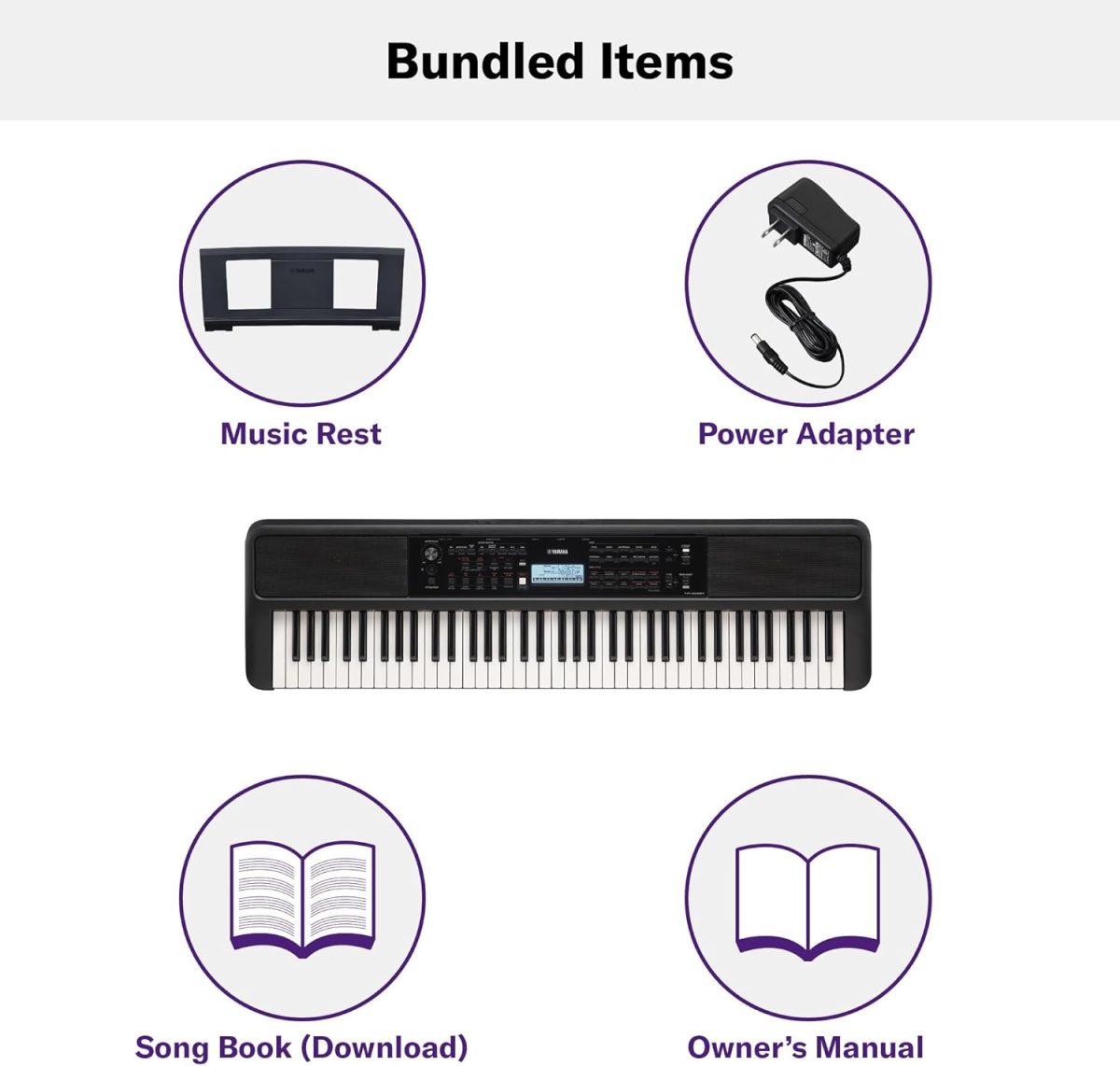Yamaha PSR-EW320 76 Touch Sensitive Key Portable Keyboard for Beginners with Music Rest, Power Adapter - Image 2
