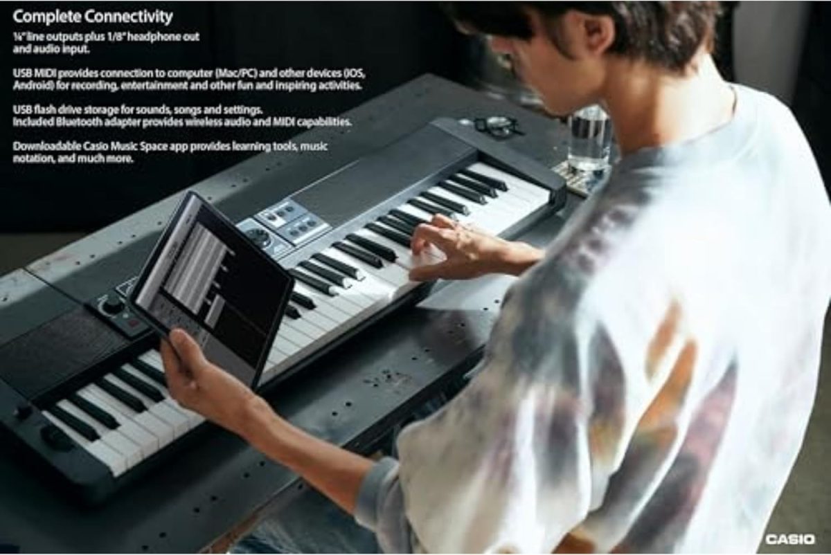 Casio Casiotone CT-S500 – 61-Key Touch-Responsive Portable Keyboard | 800 AiX Tones, DSP Effects, Bluetooth MIDI/Audio, 6-Track Recorder, USB, Line Outs, Casio Music Space App | Gig-Ready & Compact - Image 3