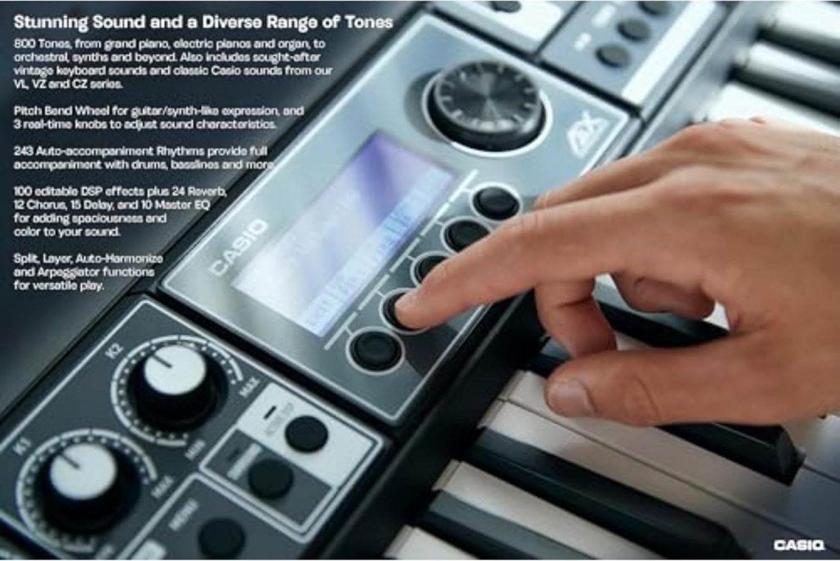 Casio Casiotone CT-S500 – 61-Key Touch-Responsive Portable Keyboard | 800 AiX Tones, DSP Effects, Bluetooth MIDI/Audio, 6-Track Recorder, USB, Line Outs, Casio Music Space App | Gig-Ready & Compact - Image 8