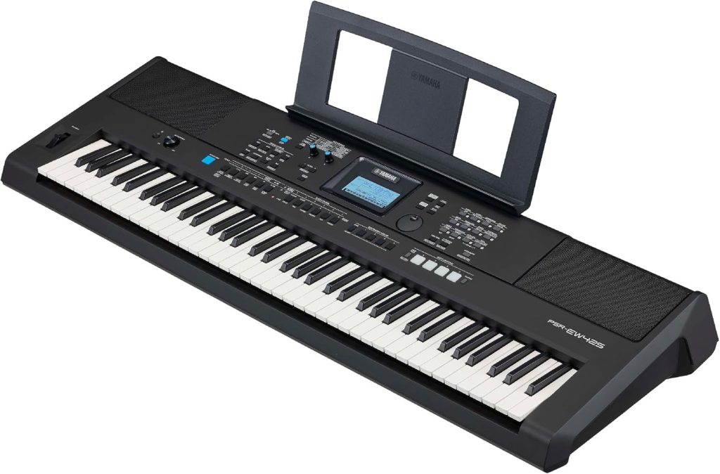 Yamaha, 76-Key Touch-Sensitive Advanced Portable Keyboard, with Pro-Quality Sound, Music Rest, and Power Adapter, (PSREW425)