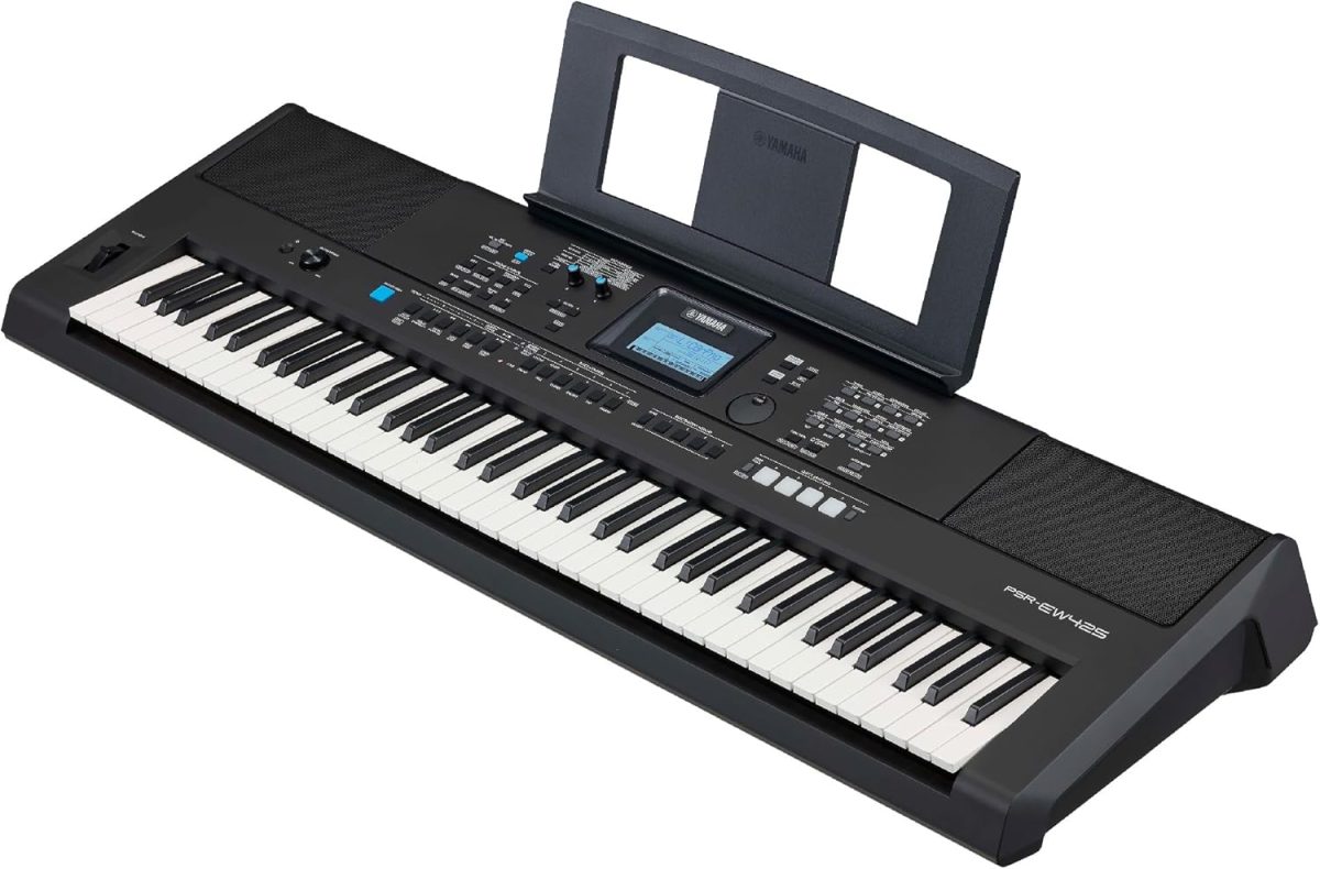 Yamaha, 76-Key Touch-Sensitive Advanced Portable Keyboard, with Pro-Quality Sound, Music Rest, and Power Adapter, (PSREW425)