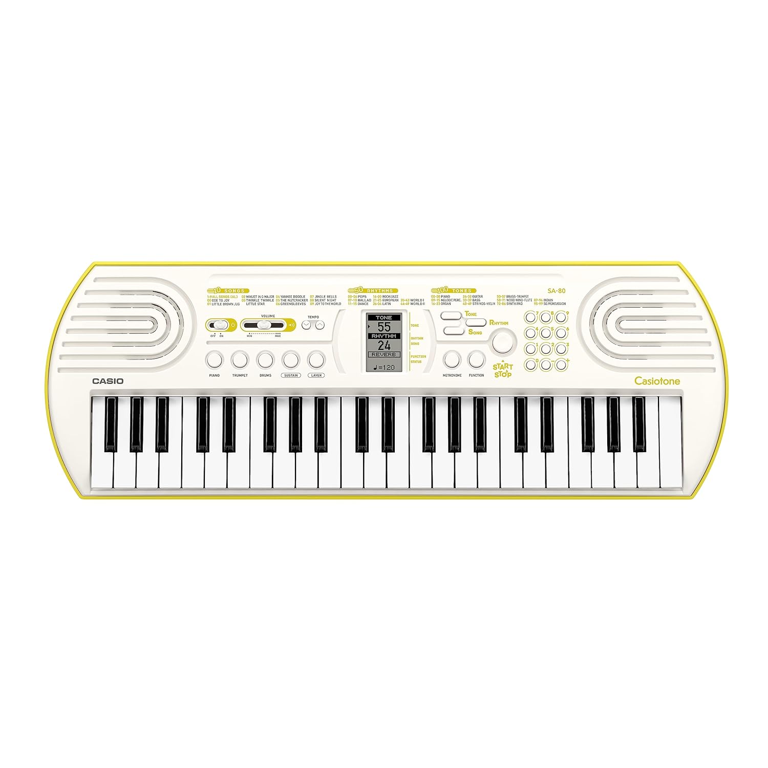 Casiotone Mini Keyboard SA-80 with Piano tones, White (44 Keys) Casiotone Mini Keyboard SA-80 with Piano tones, White (44 Keys)