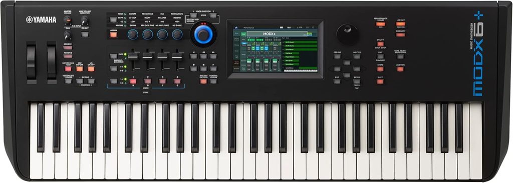 Yamaha MODX+, 61-Key Music Synthesizer Keyboard, Dynamic Including Acoustic Instruments, Sounds and Drums, Synth Action, Motion Control, Portable, Black, (MODX6+)