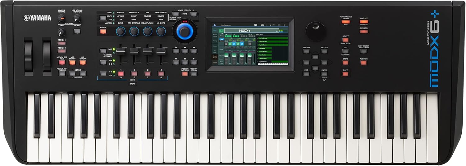 Yamaha MODX+, 61-Key Music Synthesizer Keyboard, Dynamic Including Acoustic Instruments, Sounds and Drums, Synth Action, Motion Control, Portable, Black, (MODX6+) Yamaha MODX+, 61-Key Music Synthesizer Keyboard, Dynamic Including Acoustic Instruments, Sounds and Drums, Synth Action, Motion Control, Portable, Black, (MODX6+)