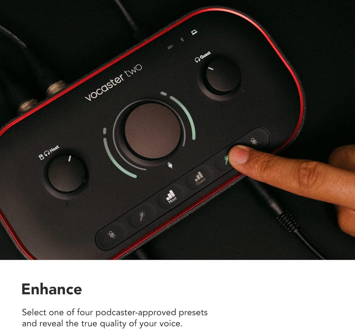 Focusrite Vocaster Two — Podcasting Interface for Recording Host and Guest. 2 Mic Inputs and Headphone Outputs, with Auto Gain, Enhance, and Mute. Small, Lightweight, and Powered by Computer - Image 3