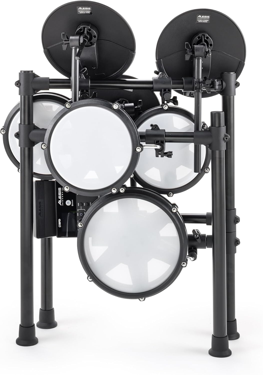 71sneRQzaHL._AC_SL1500_ Alesis Nitro Max Kit Electric Drum Set with Quiet Mesh Pads, 10" Dual Zone Snare, Bluetooth, 440+ Authentic Sounds, Drumeo, USB MIDI, Kick Pedal - Image 3