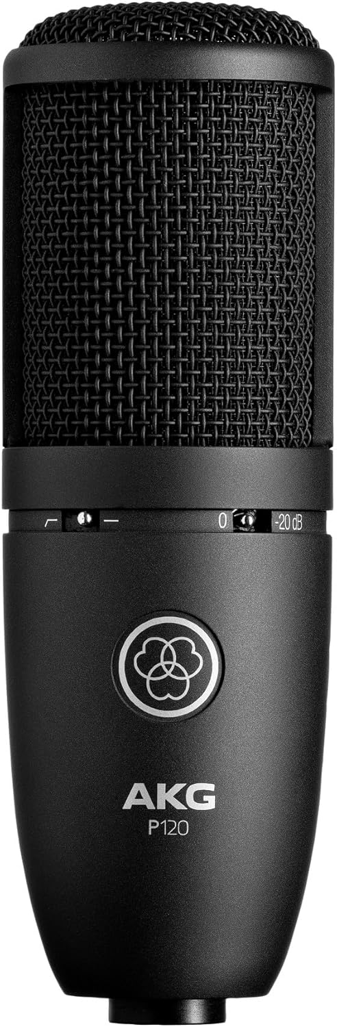 AKG Pro Audio P120 - Affordable 2/3-Inch Diaphragm Condenser Microphone for Clear Vocals & Instruments. Studio Recording or Live. XLR Connector. Black AKG Pro Audio P120 - Affordable 2/3-Inch Diaphragm Condenser Microphone for Clear Vocals & Instruments. Studio Recording or Live. XLR Connector. Black