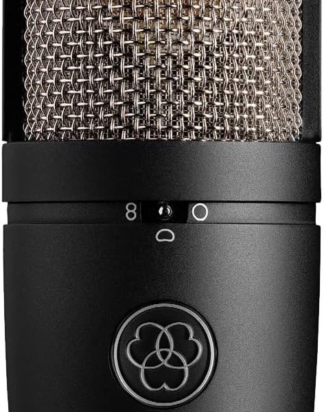 AKG Pro Audio P420 Multi-Pattern Condenser Microphone with Shock Mount and Case. Great for ensemble recording, grand piano, woodwind, brass instruments, drums and percussion. Black and Gold.