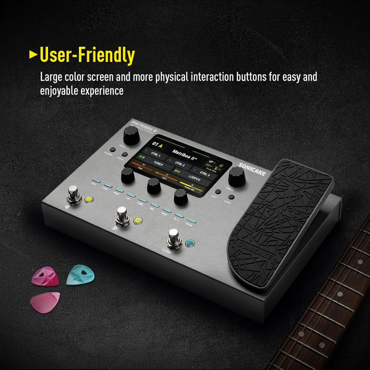 SONICAKE Matribox II - Multi Effects Processor with Expression Pedal, 200+ Built-in Guitar/Bass/Acoustic Effects, Amp Modeling, IR Cabinets Simulation, FX Loop, MIDI Stereo OTG USB Audio Interface - Image 4