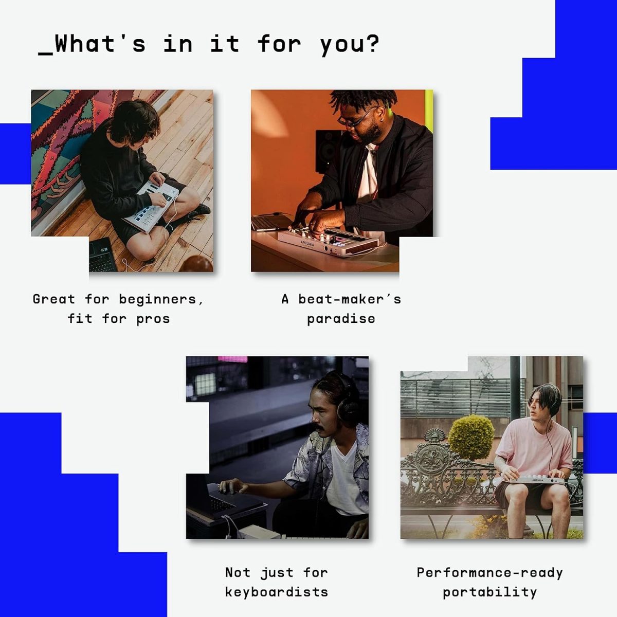 Arturia MiniLab 3, 25 Slim-Key USB-C Midi Controller with 5-Year Warranty, 8 Backlit LED Pads, 8 Knobs, 4 Faders, Midi Out, Built-in Arpeggiator, Chord mode and Software Bundle - Deep Black - Image 2