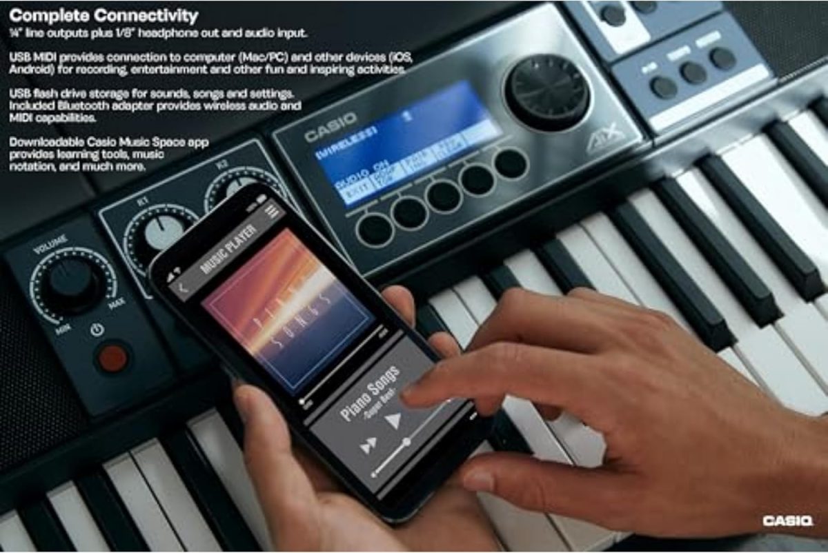 Casio Casiotone CT-S500 – 61-Key Touch-Responsive Portable Keyboard | 800 AiX Tones, DSP Effects, Bluetooth MIDI/Audio, 6-Track Recorder, USB, Line Outs, Casio Music Space App | Gig-Ready & Compact - Image 2