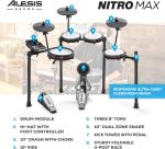 Alesis Nitro Max Kit Electric Drum Set with Quiet Mesh Pads, 10" Dual Zone Snare, Bluetooth, 440+ Authentic Sounds, Drumeo, USB MIDI, Kick Pedal - Image 15